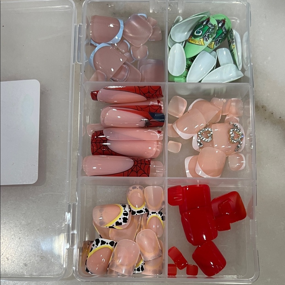 Assorted Nail Art Set with Red and Pink Designs
